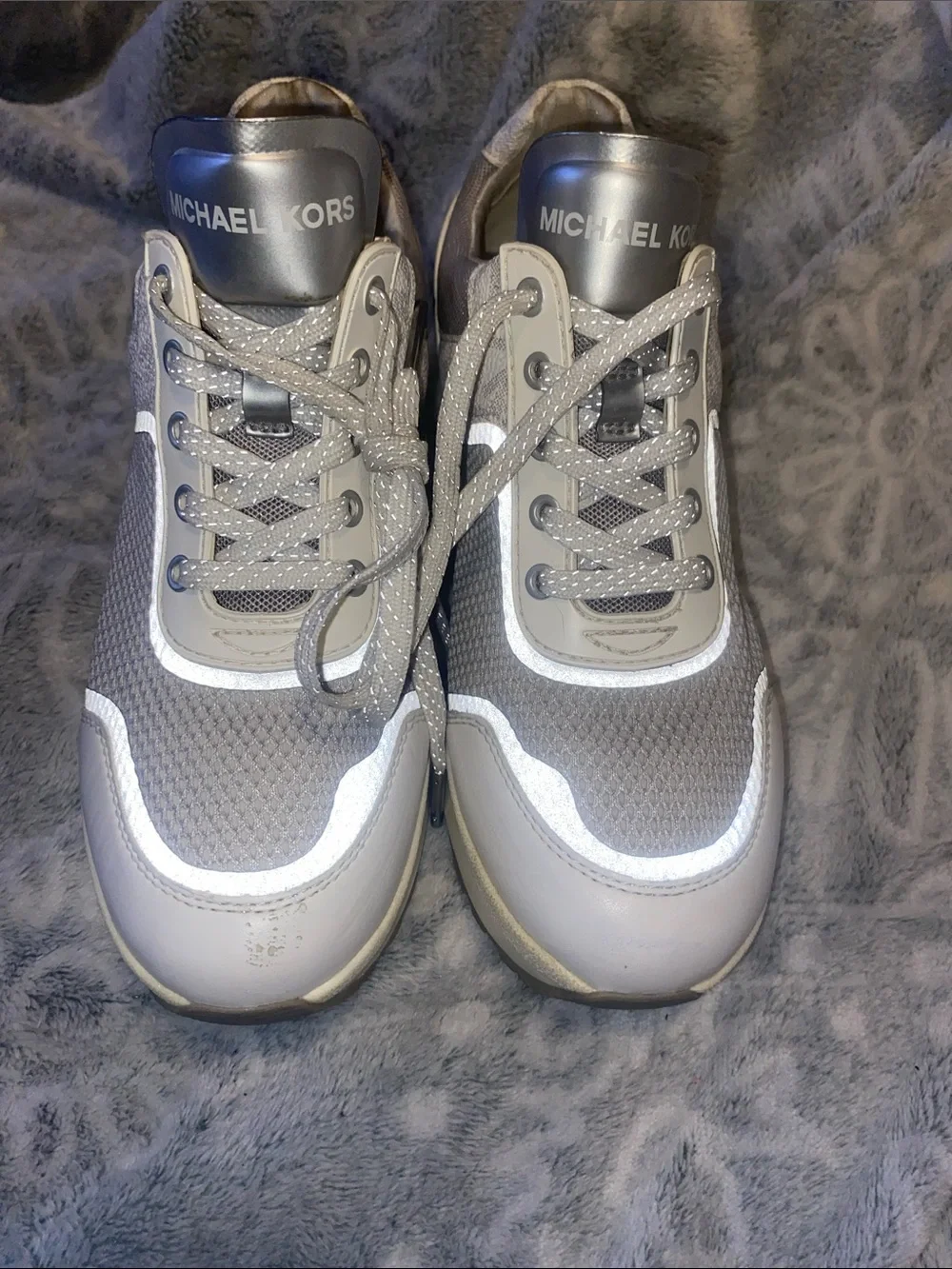 Michael Kors Men's Silver Gray Reflective Lace-Up Sneakers